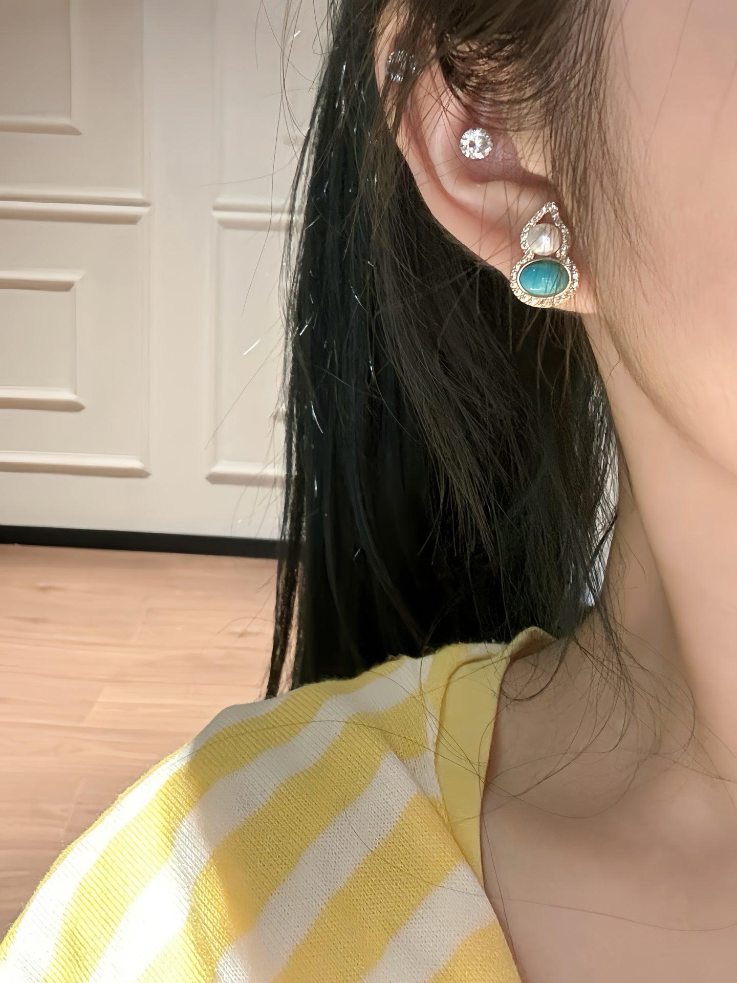 Wild Freshwater Pearl & Turquoise Double Gourd Earrings | Luxe Nature Motif