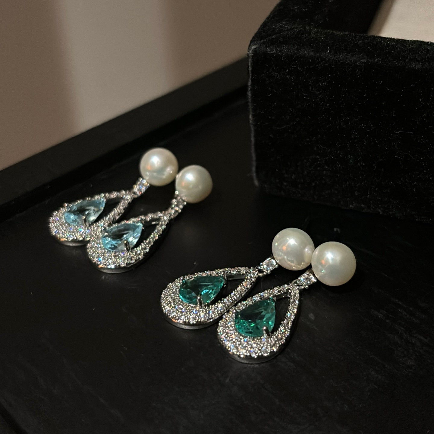 Luminous Pearl & Crystal Teardrop Earrings
