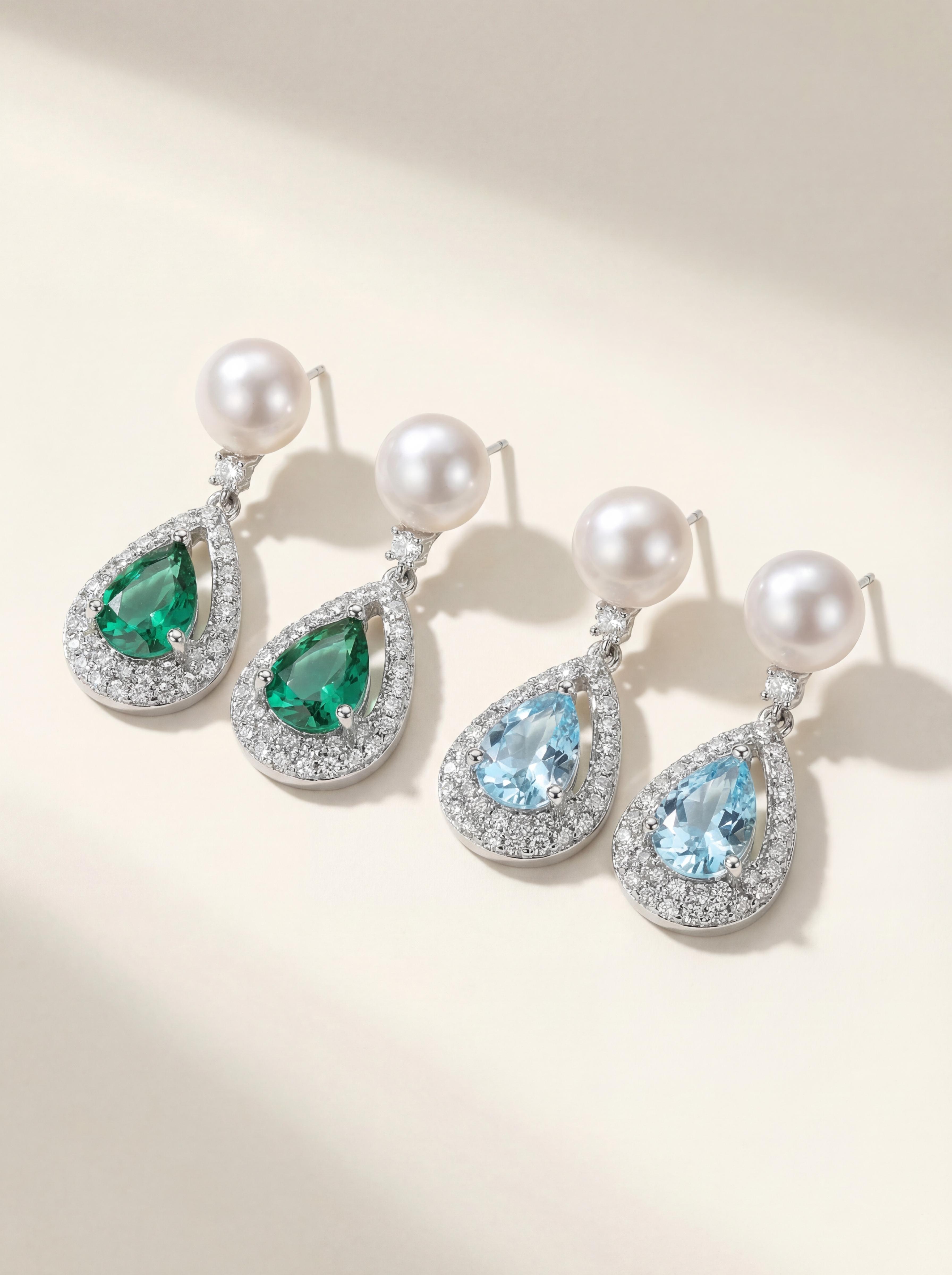 Luminous Pearl & Crystal Teardrop Earrings