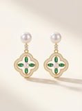 Lucky Clover Mist-Pearl Drop Earrings