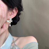 Vintage Enamel Butterfly Pearl Earrings - Dainty Spring Garden Motif