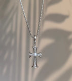 Guardian Light - Cult Cross with Natural Freshwater Pearl Pendant Necklace