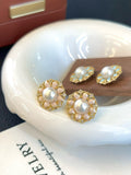 Vintage Floral Enamel Pearl Earrings