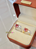 Spring Peach Pearl Heart Ring
