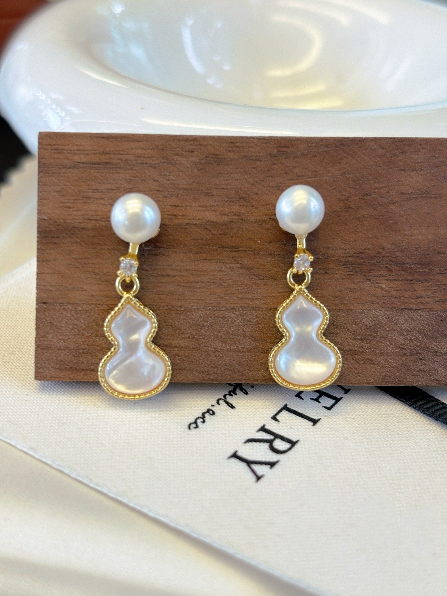 Lucky Hollow Pearl & Shell Earrings | Modern Minimalist Beaded Charm Studs