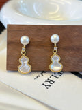 Lucky Hollow Pearl & Shell Earrings | Modern Minimalist Beaded Charm Studs