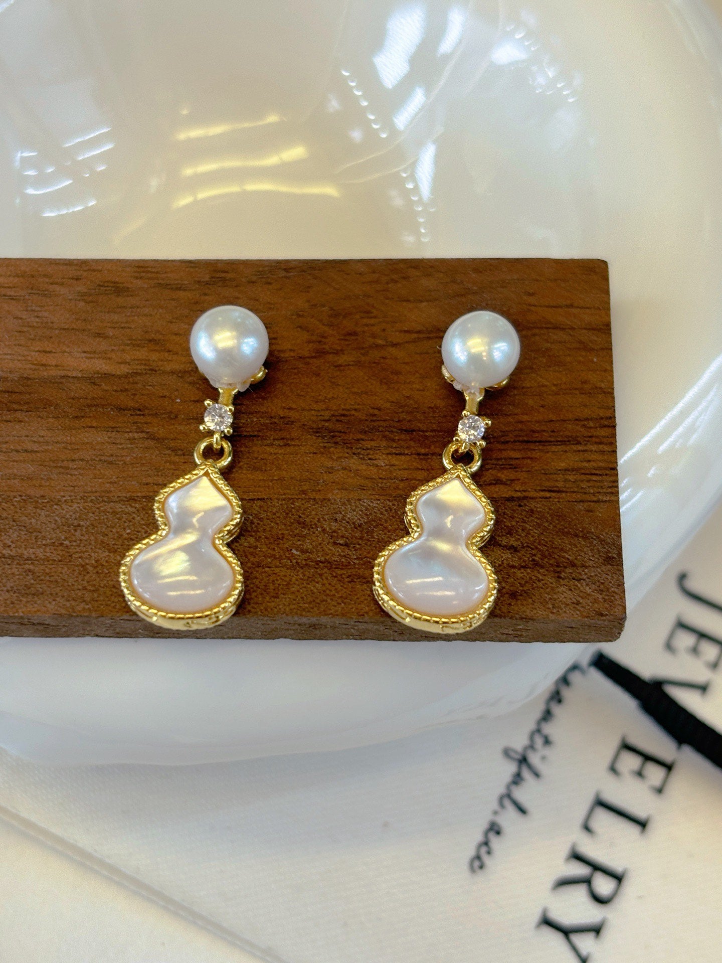 Lucky Hollow Pearl & Shell Earrings | Modern Minimalist Beaded Charm Studs