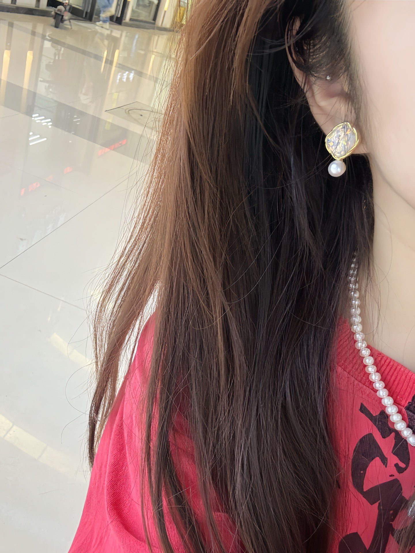 Retro Square Sugar Pearl Earrings