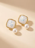 Retro Square Sugar Pearl Earrings