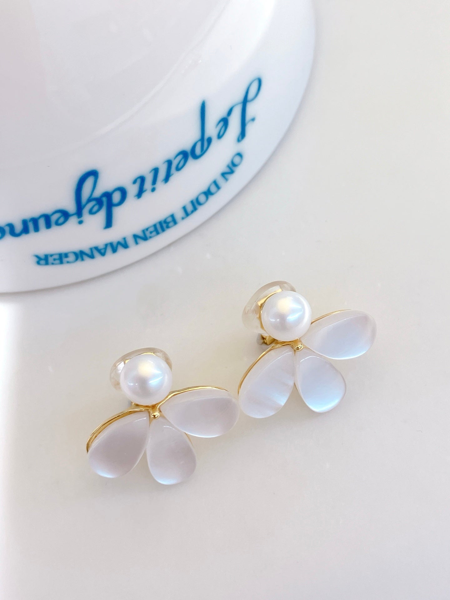 Wild Pearl Floral Stud Earrings | Lightweight Freshwater Pearl & Mother-of-Pearl