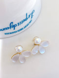 Wild Pearl Floral Stud Earrings | Lightweight Freshwater Pearl & Mother-of-Pearl