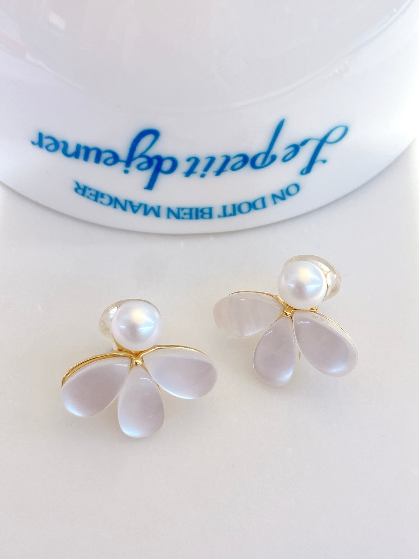 Wild Pearl Floral Stud Earrings | Lightweight Freshwater Pearl & Mother-of-Pearl