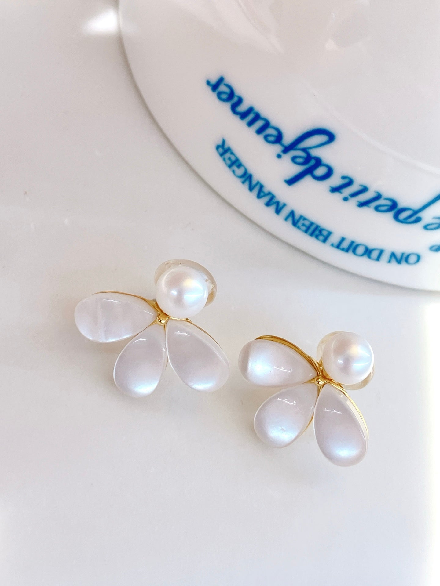 Wild Pearl Floral Stud Earrings | Lightweight Freshwater Pearl & Mother-of-Pearl