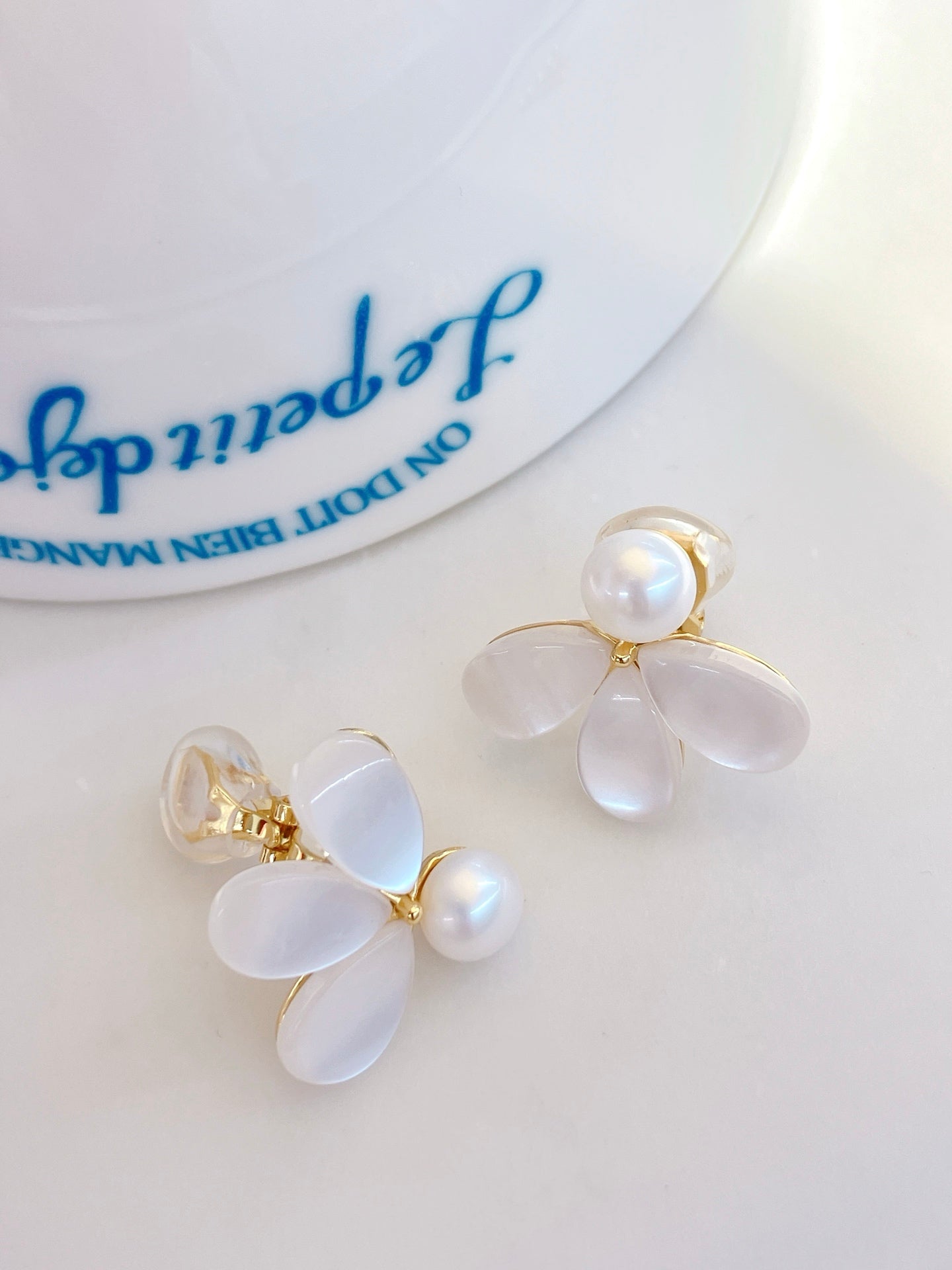 Wild Pearl Floral Stud Earrings | Lightweight Freshwater Pearl & Mother-of-Pearl