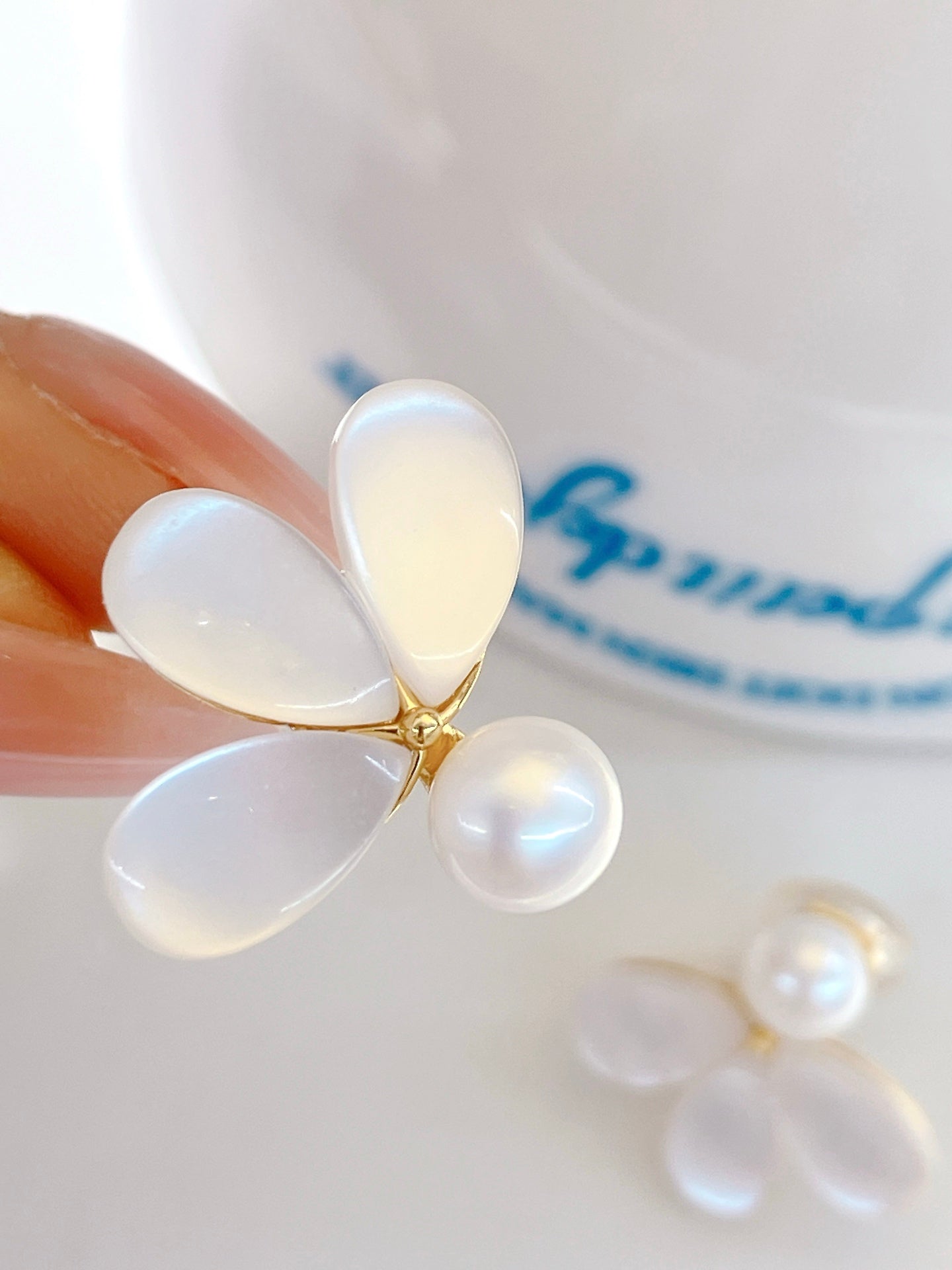 Wild Pearl Floral Stud Earrings | Lightweight Freshwater Pearl & Mother-of-Pearl