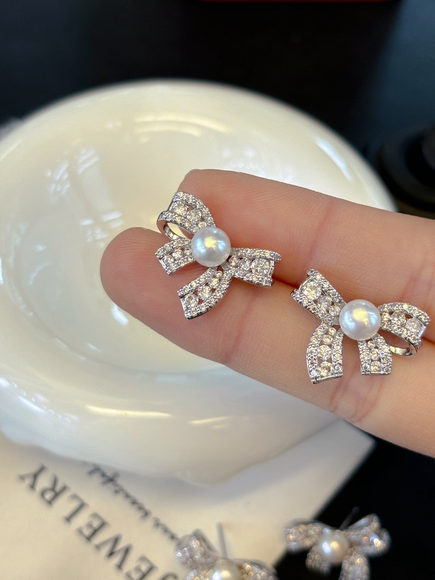 Butterfly Kisses Pearl & Zircon Earrings – Elegant French-inspired Statement