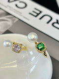 Wild Pearl & Gemstone Open Ring - Timeless Elegance for Every Occasion