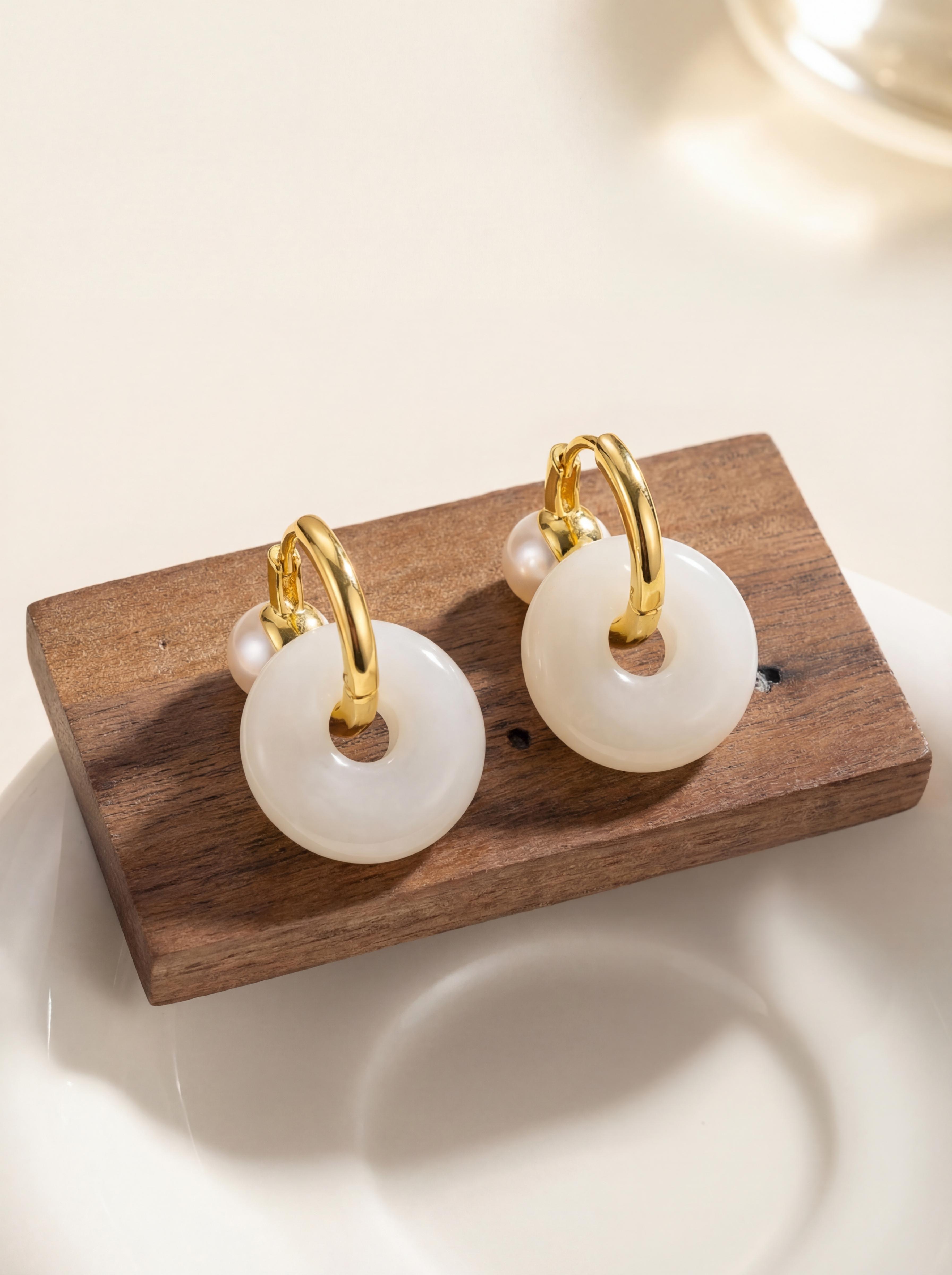 Ping An Luck Earrings: Dual-Wear Modern Chinese Inspired Pearl Accessories