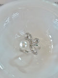 Wild Freshwater Pearl Butterfly Ring with Cubic Zirconia Accents