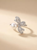 Wild Freshwater Pearl Butterfly Ring with Cubic Zirconia Accents