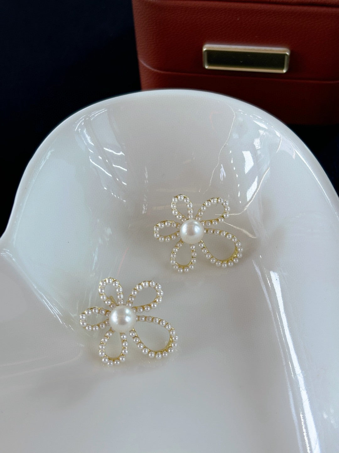 Spring Whisper Floral Pearl Earrings - Wild Freshwater Pearl & Gold-Tone Blossom Studs