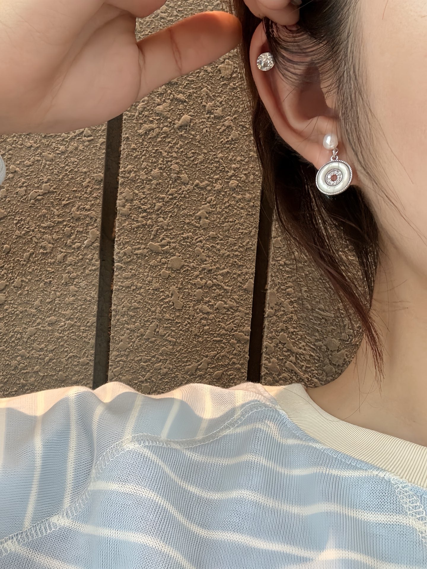 Breathable Pearl Donut Earrings - Dual Side Wear