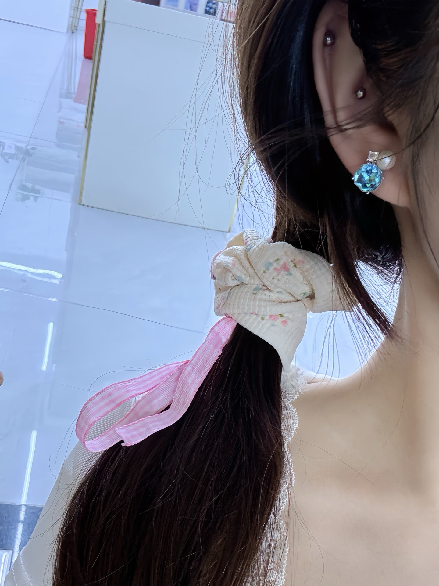 Dewdrop Orbit Pearl Earrings - Iridescent Moissanite Studs for Effortless Elegance