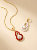 Gourd of Prosperity: Enameled Freshwater Pearl Necklace | Carrying Millennial Blessings