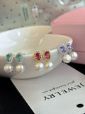 Pearl Gemstone Stud Earrings: Timeless Elegance for Every Occasion Purple