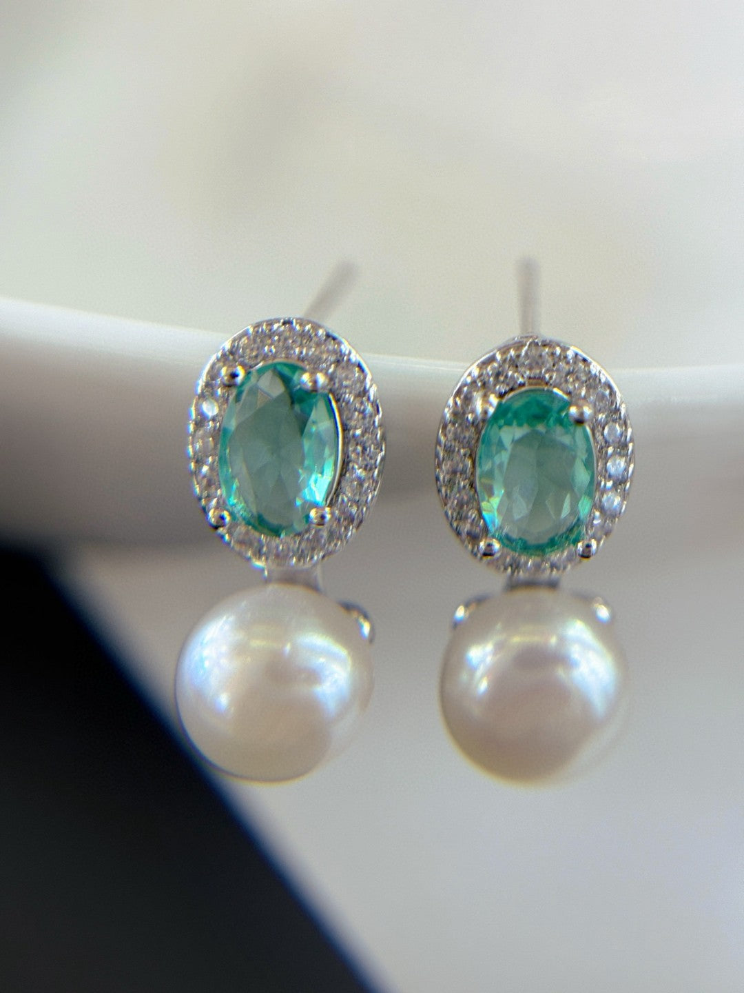 Pearl Gemstone Stud Earrings: Timeless Elegance for Every Occasion Green