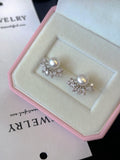 Silver Starfall Freshwater Pearl Stud Earrings