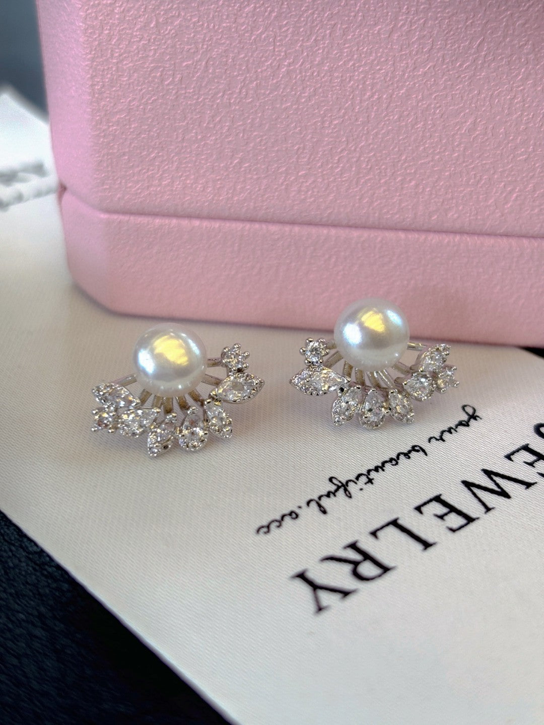 Silver Starfall Freshwater Pearl Stud Earrings