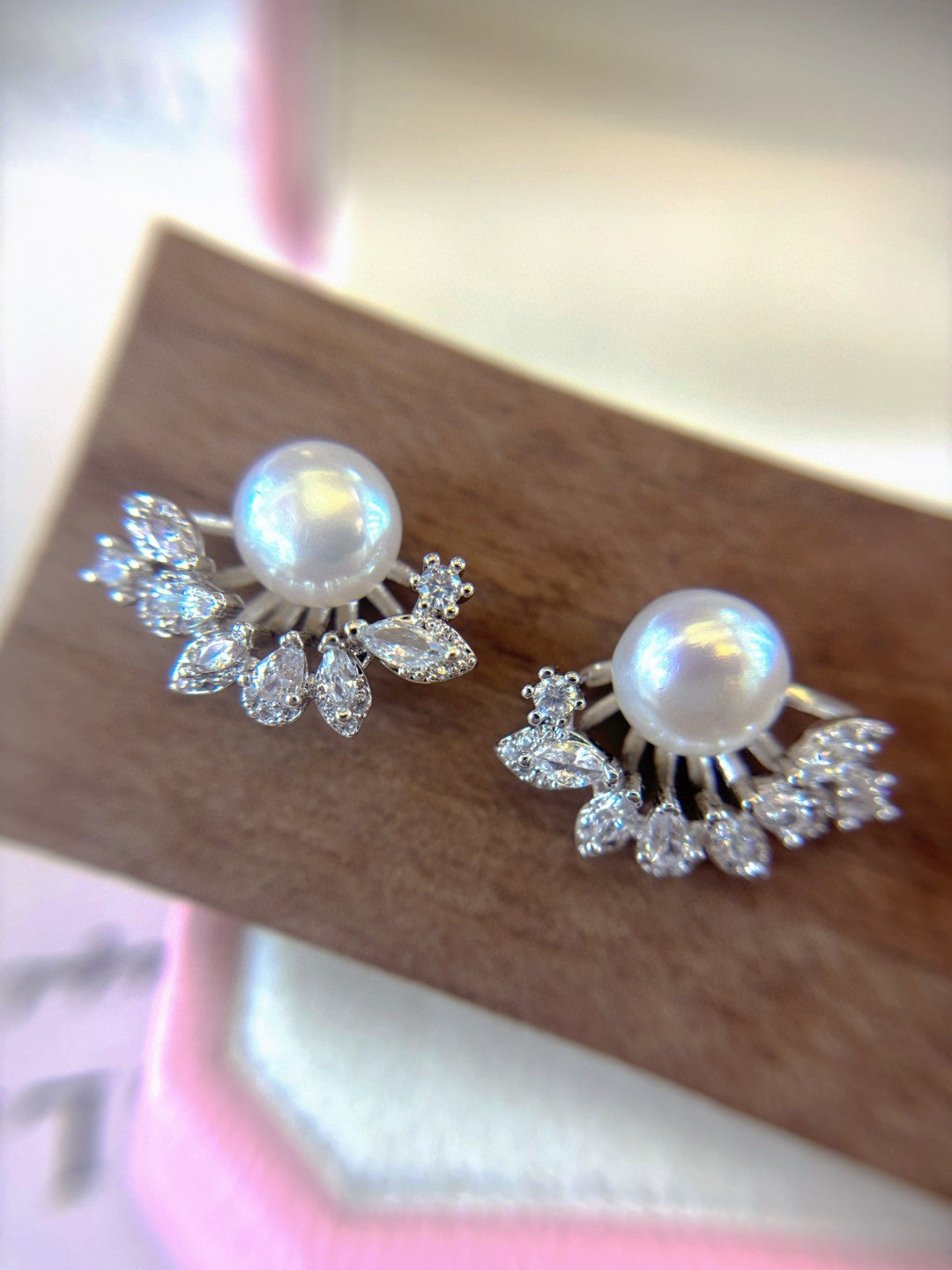 Silver Starfall Freshwater Pearl Stud Earrings