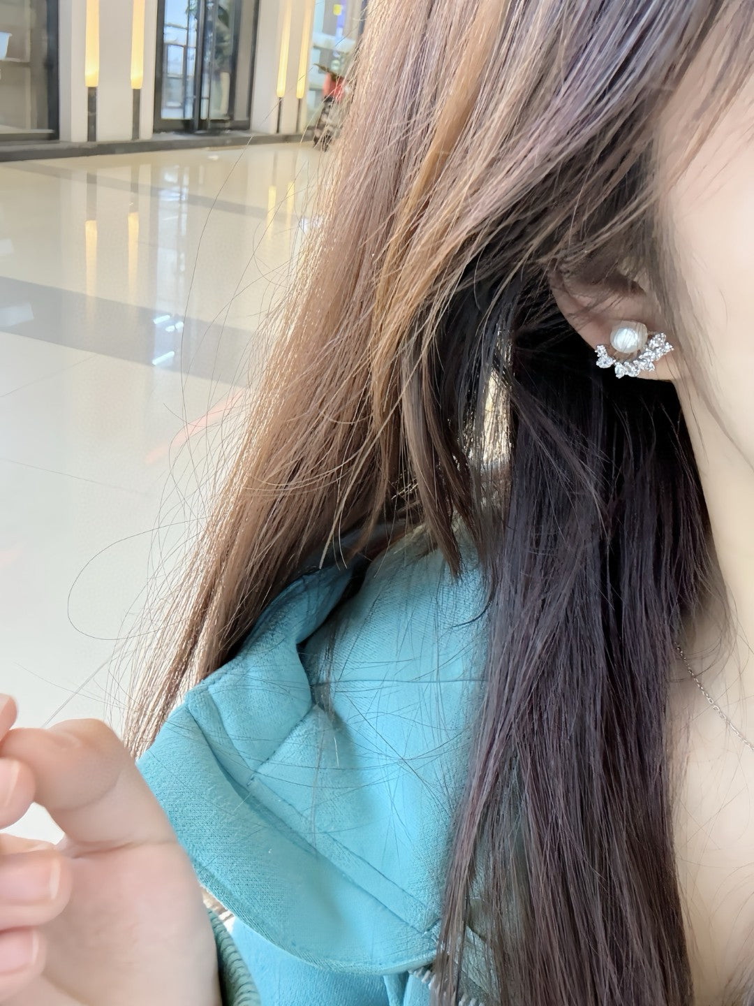 Silver Starfall Freshwater Pearl Stud Earrings