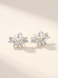 Silver Starfall Freshwater Pearl Stud Earrings