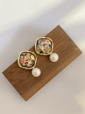 Aurora Whisper Ear Clips: Clip-on Gemstone Resin with Freshwater Pearl