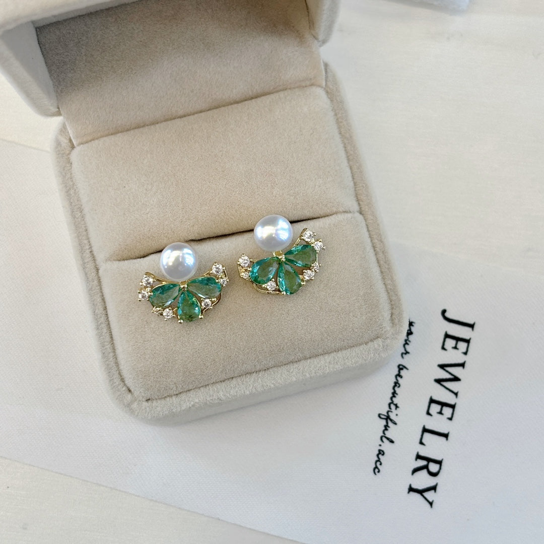 Sophisticated Grace Pearl Butterfly Drop Earrings - Nature's Muse in Motion