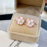 Breathing Cherry Blossom Pearl Drop Earrings Pink
