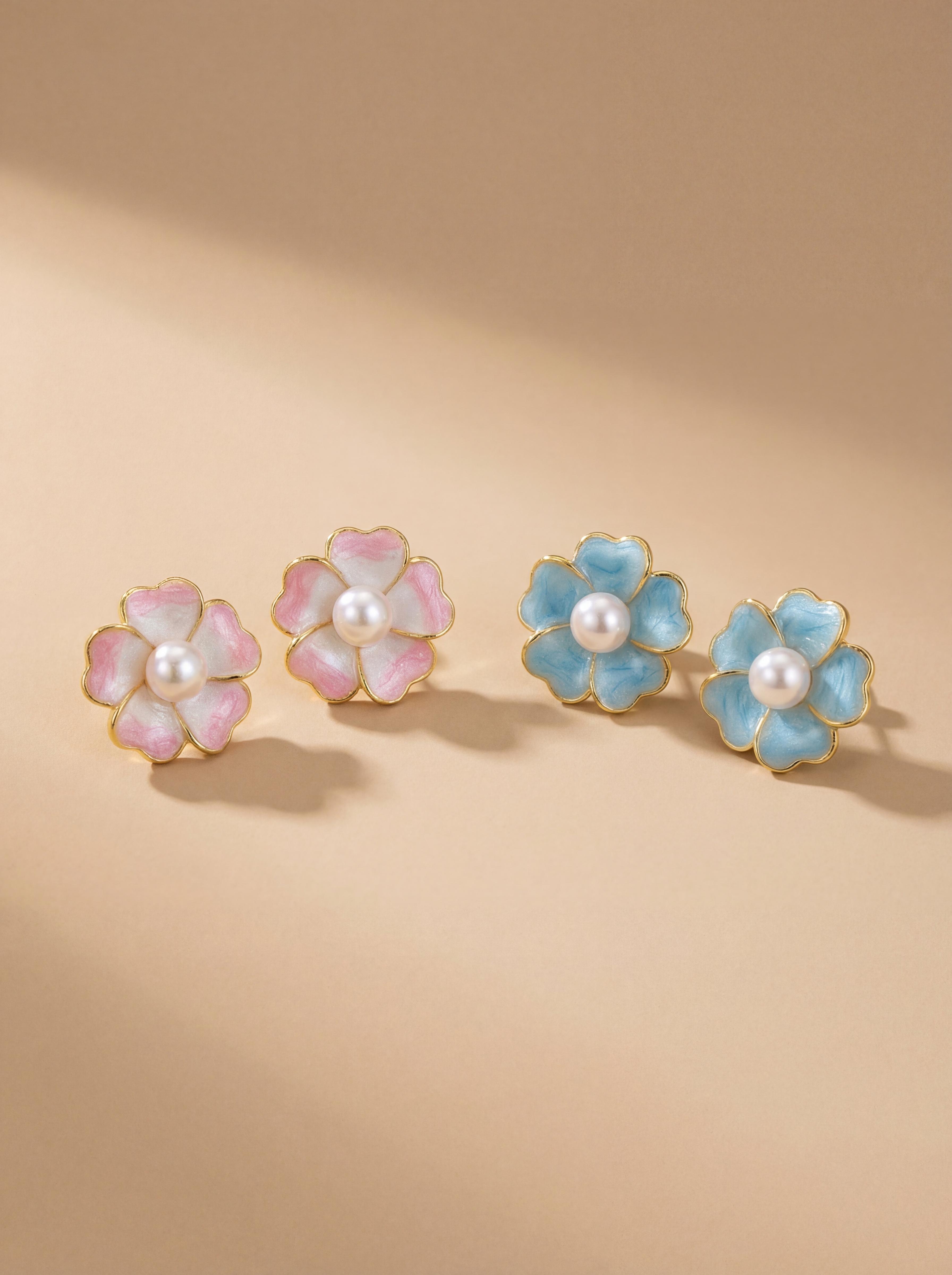 Breathing Cherry Blossom Pearl Drop Earrings