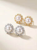 Double-Faced Pearl Floral Hoop Earrings