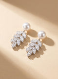 Luxury Diamond-Studded Wheat Freshwater Pearl Earrings for Women