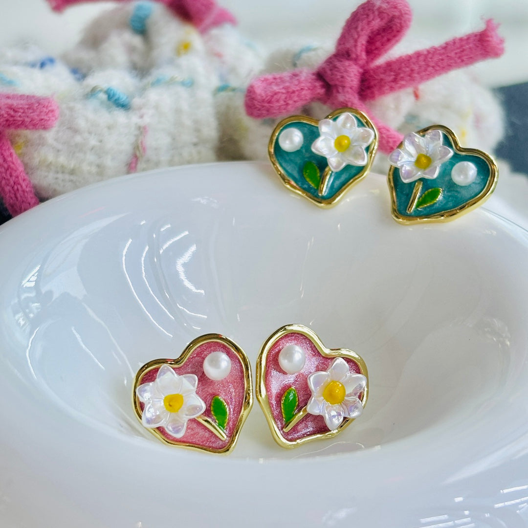 Wild Freshwater Pearl Heart Earrings | Vintage French Romance | Limited Edition