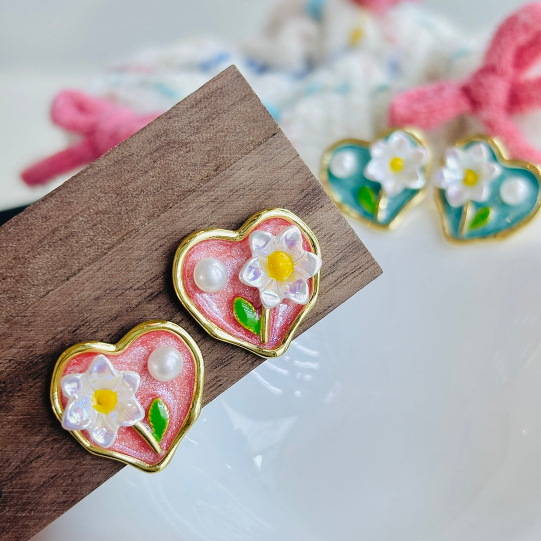 Wild Freshwater Pearl Heart Earrings | Vintage French Romance | Limited Edition