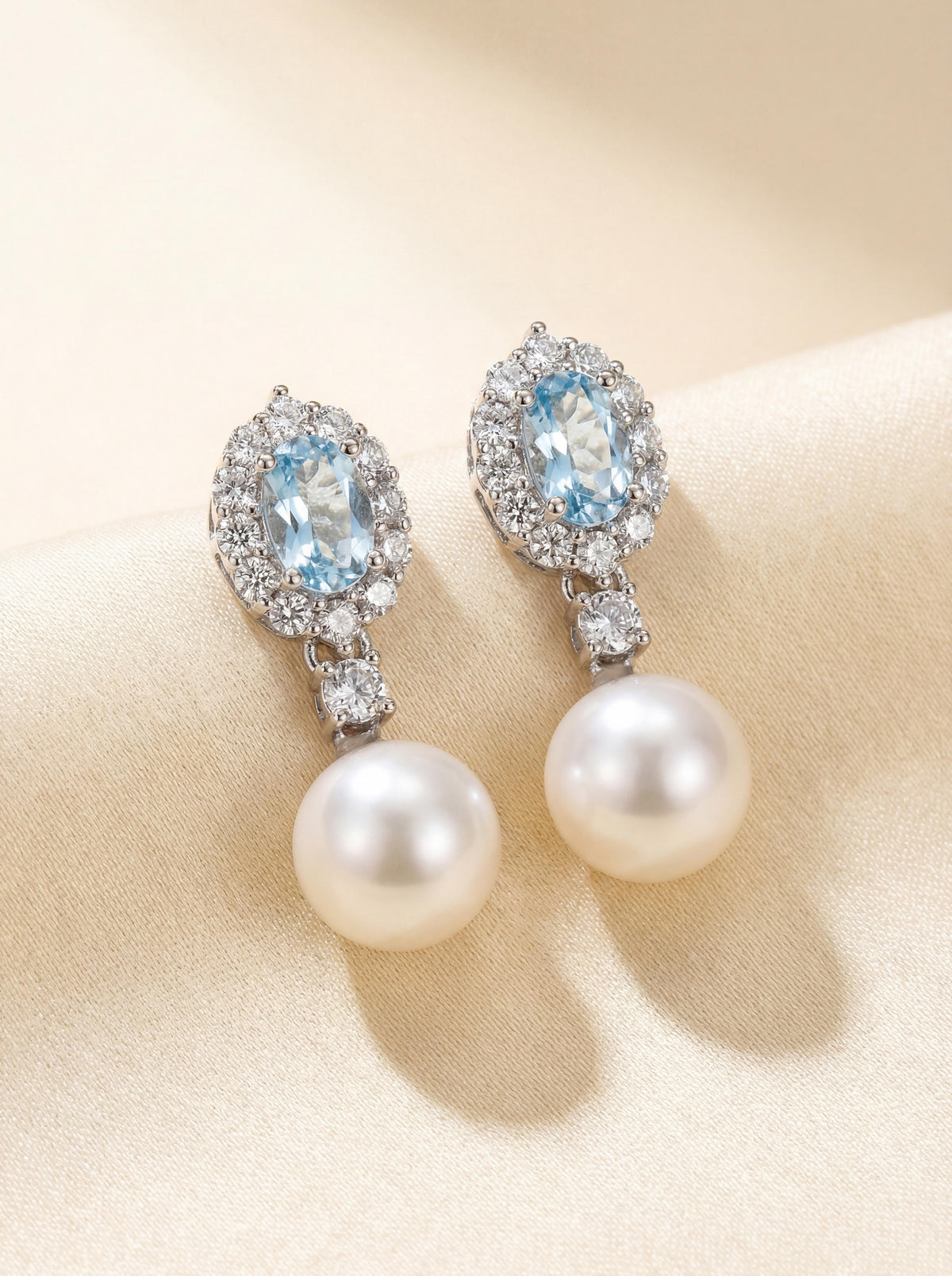 Ocean Whispers: Vintage Blue Topaz & Freshwater Pearl Drop Earrings