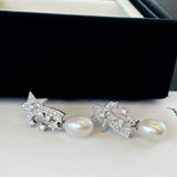 Star Trails Freshwater Pearl Earrings | 925 Silver Comet Studs for Daily Elegance