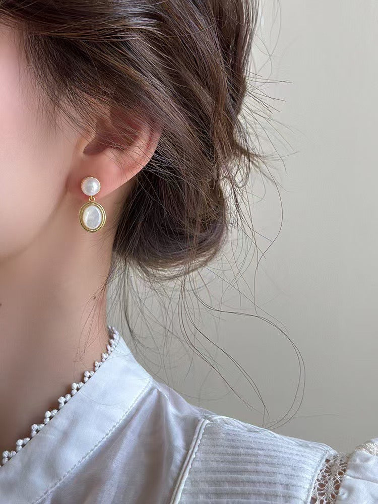 Pearl Muse: Wild Freshwater Pearl & Mother-of-Pearl Drop Earrings with Sterling Silver