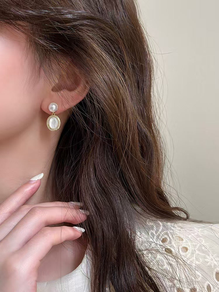 Pearl Muse: Wild Freshwater Pearl & Mother-of-Pearl Drop Earrings with Sterling Silver