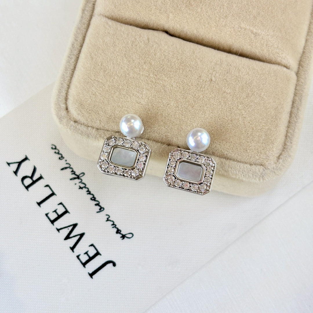 Modern Scented Bottle Pearl Earrings
