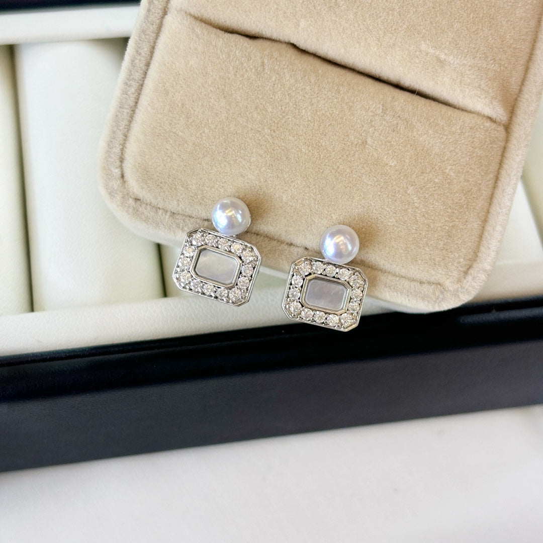 Modern Scented Bottle Pearl Earrings
