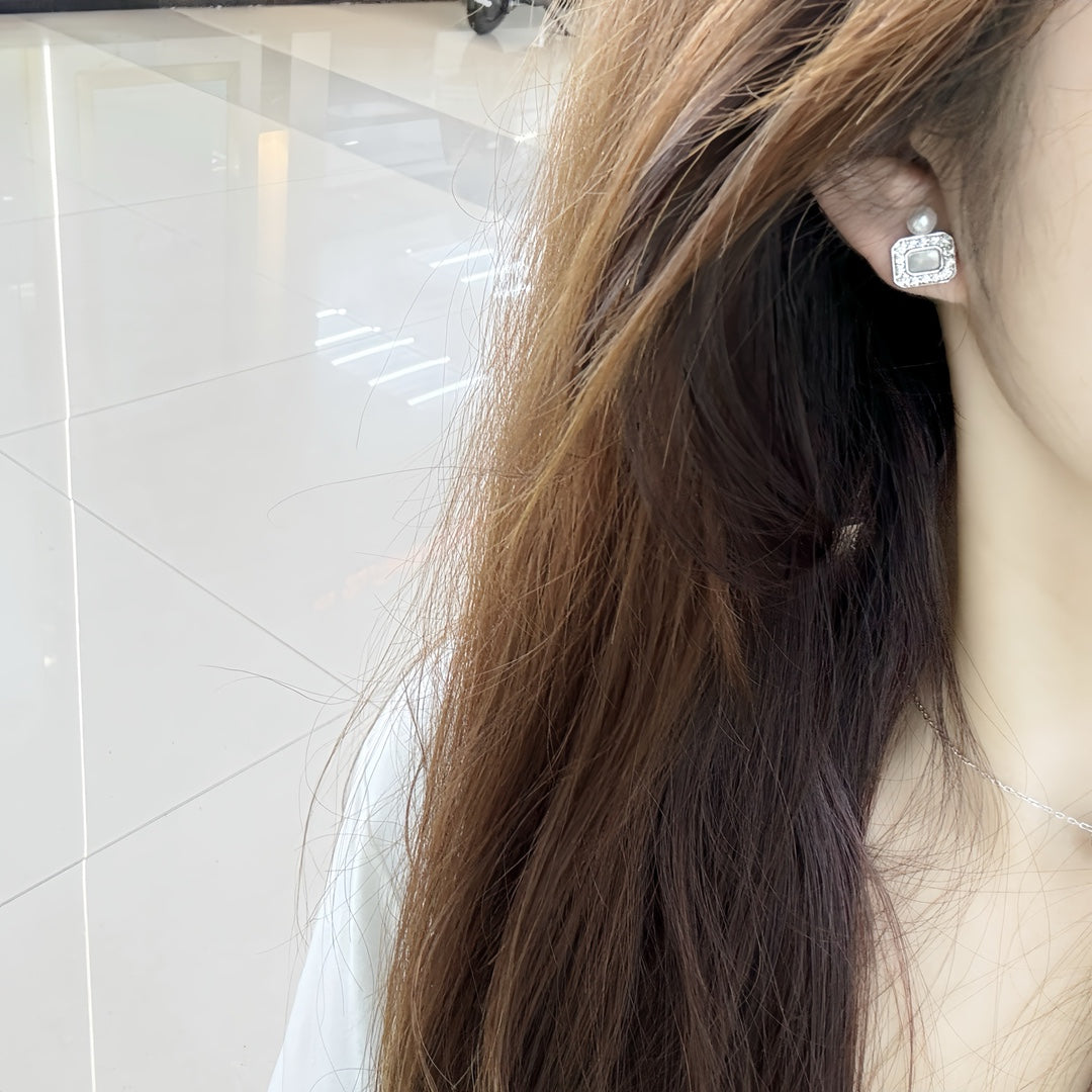 Modern Scented Bottle Pearl Earrings